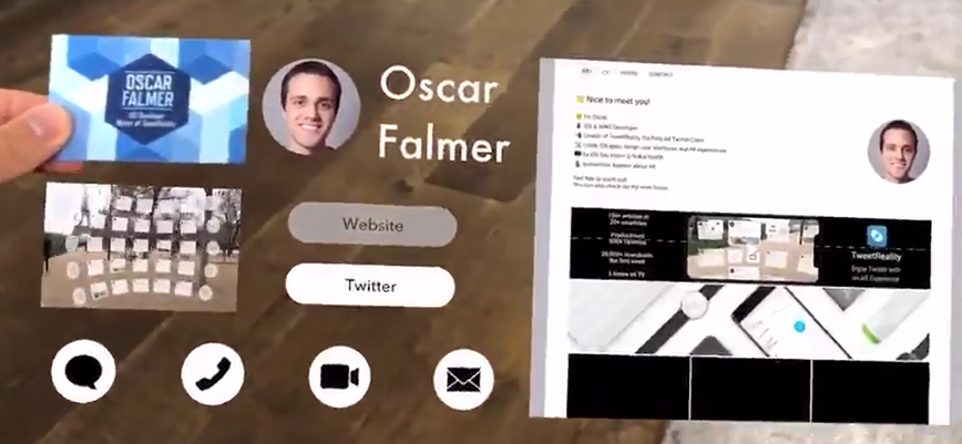 空中に情報浮かぶ「未来の名刺」が話題に、アップルのARKit活用 | Mogura VR