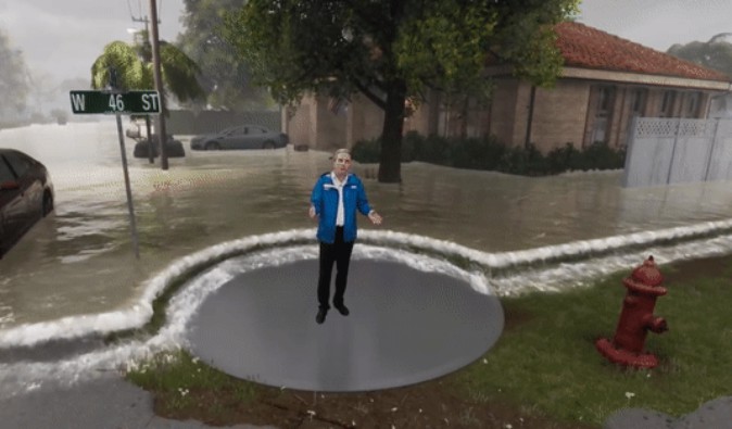 レポーターに迫る洪水 ハリケーン被害をTVで可視化する技術 | Mogura VR