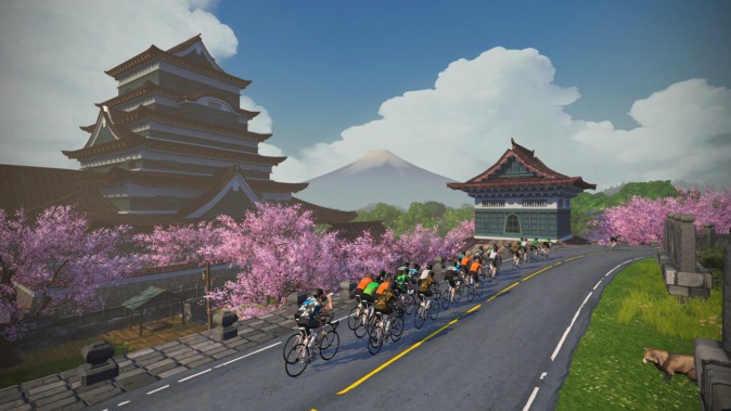 「Zwift」に日本モチーフの新マップが登場。桜や城郭を眺めながらバーチャルサイクリング | Mogura VR